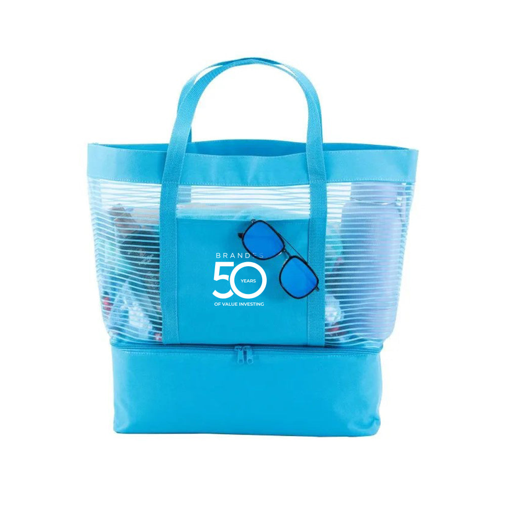 2 in 1 Striped Mesh Beach Bag Cooler